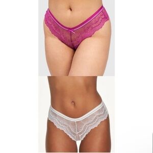 NWT Frederick’s of Hollywood 3 Pack Bundle Caroline Panties in White and Purple